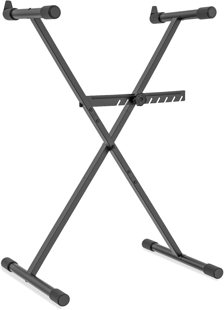 GLEAM Keyboard Stand - Digital Piano Stand, Single X Style, Black (Capacity: 100 lb)