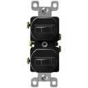 ENERLITES Duplex Double Toggle Light Switch, Single Pole, Side Wiring, Copper Wire Only, Grounding Screw, Residential Grade, 15A 120V, UL Listed, 82150-BK, Black