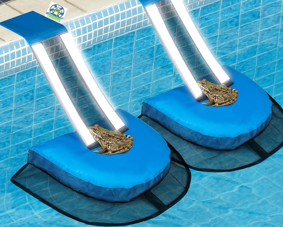 Pro Pool Animal Critter Escape Ramp 2Pcs Frog Saver Pads Ladder for Swimming Pools Lily Pad for Frogs Float Life Saving Wildlife Duck Duckling Creature Rescue Bridge Log Maintenance Kits Accessories (Blue-2Pack)