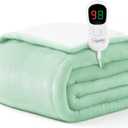 Homemate Heated Blanket Electric Throw - 50"x60" Heating Blanket Throw 1/2/4/6/8 Hours Auto-Off 10 Heat Level Over-Heat Protection Flannel Sherpa ETL Certification