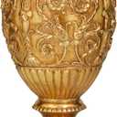 Deco 79 Polystone Decorative Vase Carved Centerpiece Vase, Flower Vase for Home Decoration 8" x 8" x 16", Gold