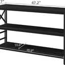 HOMBAZAAR Sofa Table,Industrial Console Table with Storage,Entryway Table with Engineered Wood and Metal,3 Tier Shelf for Living Room,Hallway,Black,47 Inch