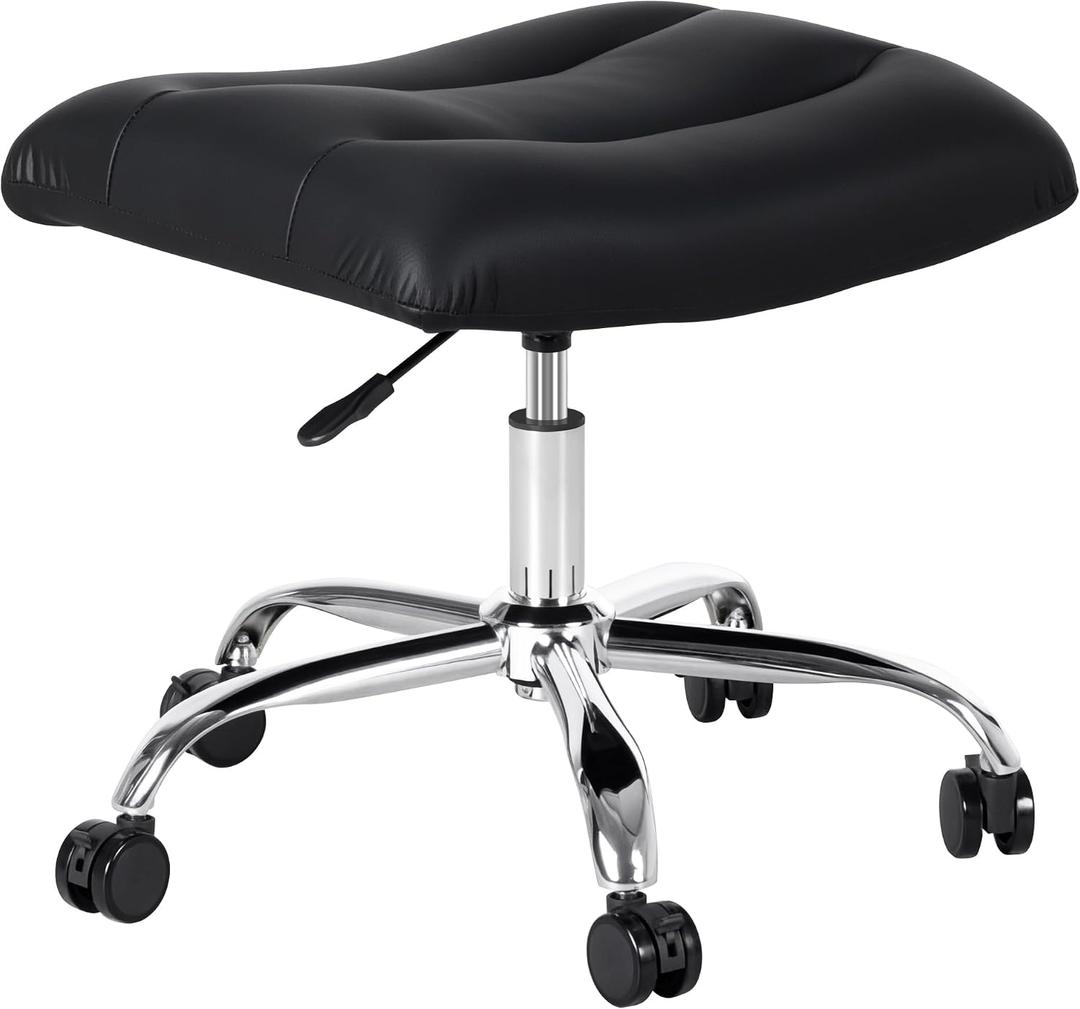 Frassie Mobile Gaming Office Footrest Stool Under Desk Multi-use Height Adjustable Rolling Foot Stool Rest Ottoman (Silver)