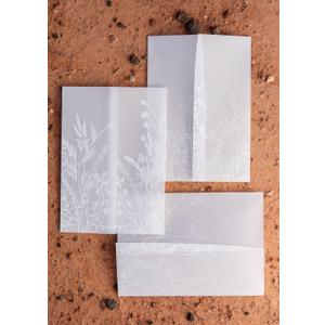 Vellum Jackets for 5x7 Invitations - 100-Pack Pre-Folded Sheets - Translucent Paper With Wildflower Pattern - Envelopes With Gold Stickers for Wedding Cards, Scrapbook