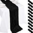 10 Pack Black Cheesecloth Table Runner 17x108 Inch Boho Gauze Cheese Cloth Table Runners for Wedding Party Baby Shower Birthday Home Decor