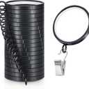 Curtain Rings with Clips,18 PCS Luxury Drapery Clips with Rings-Premium Metal with Quiet,Smooth Nylon Inserts,1 7/10" Inside Diameter,Fits up to 1.5inch Rod,Black