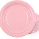 Breroa 72 Pink Paper Plates - 9 Inch, Disposable, Heavy Duty, Sustainable Dinner & Dessert Plates for Parties, Holidays, Picnics