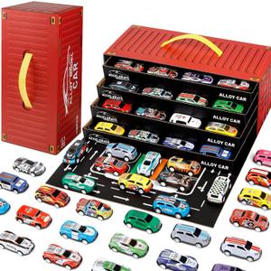 48pcs Pull Back Cars Set,Alloy Racing Car Toys,Bulk Mental Trucks Toy Vehicles Set,Toy Cars for Kids Ages 3-8 Goodie Bag Stuffers Mini Cars Party Favors for Kids Boys and Girls