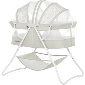 Dream On Me Karley Portable Infant Bassinet, Double Mesh Canopy, Cool Grey