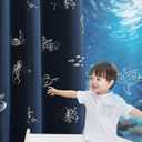 Vangao Kids Curtains for Boys Bedroom Kids Blackout Curtains 84 Inch Length Ocean Aquarium Nursery Drapes for Girls Bedroom Silver Sea Animals Print Thermal Insulated Drapes, Navy Blue 2 Panels
