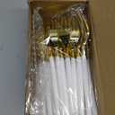 Goodluck 150 PCS White Gold Plastic Silverware Set for 50 Guests,50 Knives, 50 Forks and 50 Spoons, Food-grade material free of BPA, Gold Plastic Cutlery Ideal for Weddings, Birthdays, Graduation