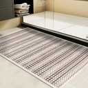 Bath Mat Ultra Thin Bathroom Rugs, Soft Braided Non-Slip Washable Bath Mat, Super Absorbent Bath Rug Mat, Rubber Backing, Fit Under Door Bathroom Floor Tub, Coffee Dot Pattern,16"24"