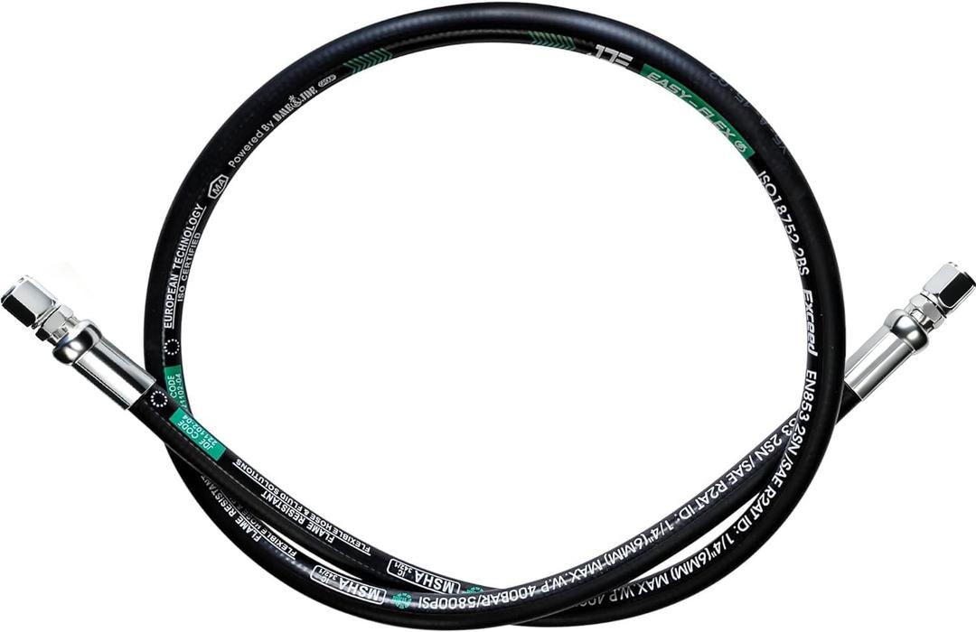 LingCheng 26711-04-04RW Hydraulic Hose Swivel Assembly 1/4 Hydraulic Hose with Female JlC X Female JlC 24 Long5800 psi, Black