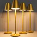 Timjorman 4-Pack Cordless Table Lamps - 5000mAh Rechargeable Battery Operated Desk Lamp, 3-Level Dimmable LED Night Light for Bedroom, Dining, Restaurant - Metal Design (Bronze 4PACK)
