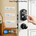 Veise KS02A Fingerprint Keyless Entry Door Lock, Auto Lock, Electronic Keypad Deadbolt for Front Door, Biometric, Anti-Peeping Password, Easy Install, Matte Black