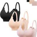 HBselect Nursing Bras for Breastfeeding 3PCS Comfort Jelly Maternity Bras Seamless Wireless Push Up Pregnancy Bralettes (M)