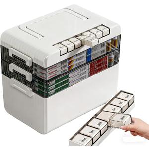 3-Tier Medicine Storage Box Cabinet, Portable Medicine Cabinet with Plastic Handle, Multipurpose Medical Box with 7 Individual Boxes