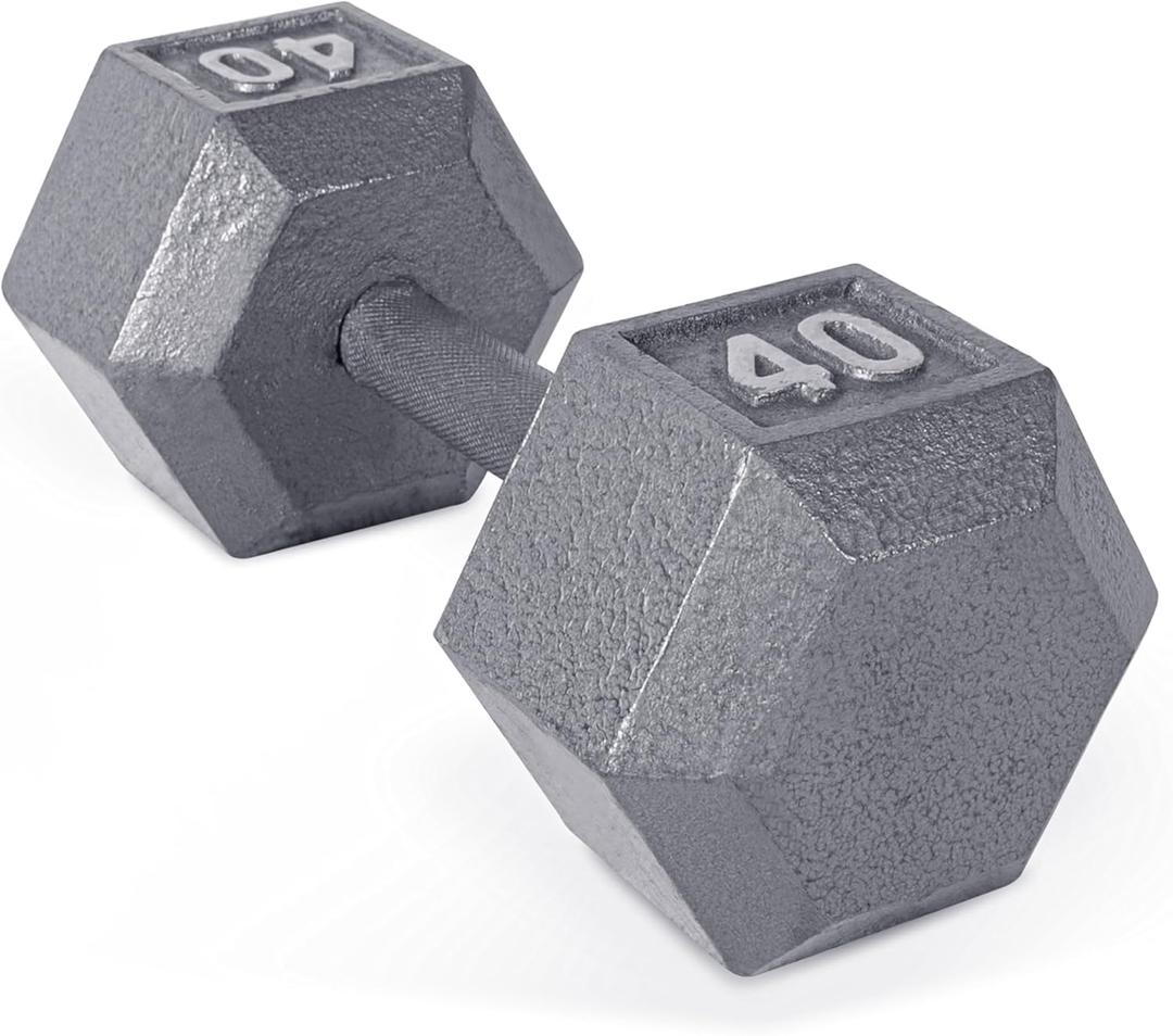 CAP Barbell Cast Iron Hex Dumbbell | Multiple Options (40 lb, Gray, Single)