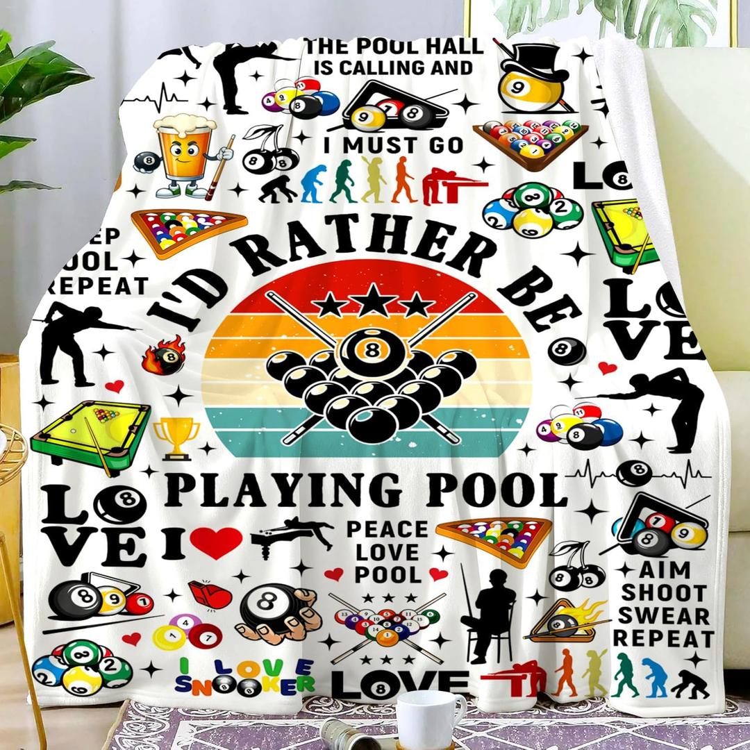 Funny Pool Balls Gifts for Men Cute Billiard Balls Blanket Throw Stuff Cozy Billiard Balls Plush Bedding Billiards Pool Ball Accessories for Men Women Boys Adults Player Lovers Room Decor 50"X40"