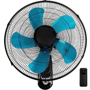 18 Inch Wall Mount Fan with Remote Control Wall Mounted Oscillating Fan with 3 Speed Settings, Adjustable Tilt and Timing for Bedroom 18in Metal Fans Blade Blue, 1 Pack
