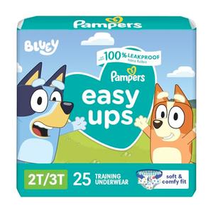 Pampers Training Pants - Easy Ups Boys & Girls Bluey - Size 2T-3T, 25 Count, Children's Potty Underwear 