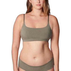 Florence by Mills Women's Softie Cotton Scoop Bralette (X-Large, Dusty Olive)