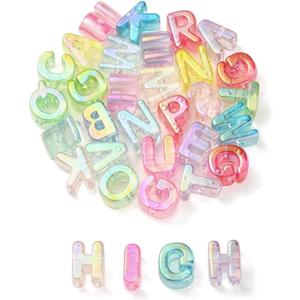 DanLingJewelry 90Pcs Random Acrylic Letter Beads Rainbow Alphabet Letter Bead Spacer Loose Bead for Bracelets Jewelry Making