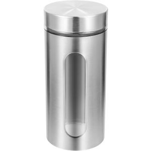 Amosfun Stainless Steel Kitchen Storage Tank 8.85X3.89X3.89In Airtight Food Canister with Transparent Window for Coffee Tea Sugar Dry Goods Organization (22.50X9.90X9.90CM, Silver)