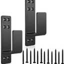 2x4 Door Barricade Brackets Heavy Duty 2 Pcs Door Bar Holder Brackets for Home Security Black