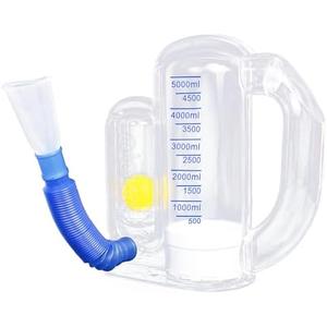 Incentive Spirometer Adult,Breathing Exercise Device for Lungs,Deep Breathing Trainer for Children and Adult,5000ml Volume Measurement with Flow Rate Indicator.