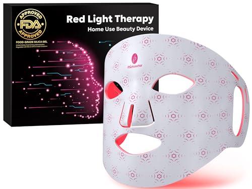 Red Light Therapy for Face, Portable LED Face Mask Light Therapy with Remote, 660nm & 850nm Near Infrared Red Light Mask with Timing Function, Reduced Wrinkles, Rejuvenating, Anti-Aging, at Home