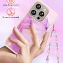 Compatible with iPhone 16 Pro Max Case for Women Girls, Girly Cute Phone Case for iPhone 16 Pro Max with Flower Phone Charm Lanyard, Shockproof Hard Protective Case 6.7 Inch Purple Marble