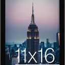 Frame Amo 11x16 Black Modern Picture or Poster Frame, 1 inch Wide Border, Smooth Wrap Finish, Acrylic Face