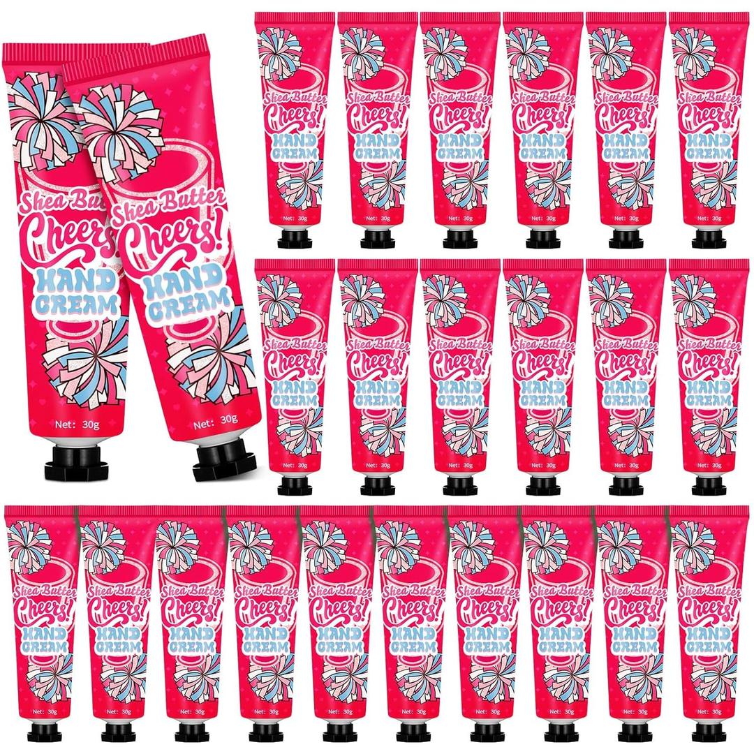 24 Pcs Cheer Team Gifts Bulk Cheerleading Hand Cream Lotion Favors Set Cheerleader Goodie Bag Stuffers Operation Christmas Bulk Items Cheer Homecoming Gifts for Women Teammates Guests(Pink)
