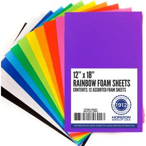 Horizon Group USA Rainbow Foam Sheets, 12" X 18", Pack of 12, Multi-Color