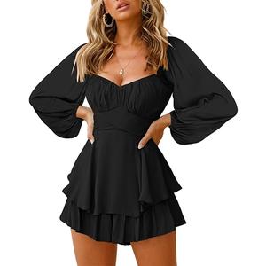 Fixmatti Women off Shoulder Rompers Lantern Long Sleeve Ruffle Tie Mini Shorts Jumpsuit XL Fixmatti Women off Shoulder Rompers Lantern Long Sleeve Ruffle Tie Mini Shorts Jumpsuit XL