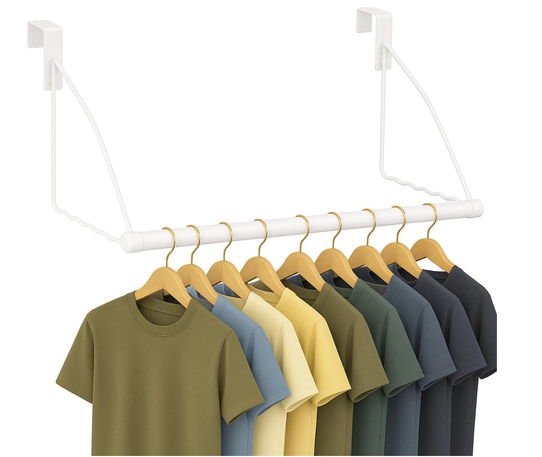 HOLDN’ STORAGE Over The Door Hanger - Door Rack Hangers for Clothes - Space Saving Designed for Bedroom & Bathroom - Ideal for Clothes & Towels - Drying Rack, White