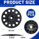 Polypropylene Washers 60 mm for Fixing Supporting Rigid Foam Insulation Panels and Sheets Load Spreading Plastic Washers Flat for Screws and Nail, Black(200 Pcs)