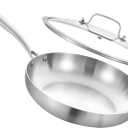 Inqibee 8 Inch Tri-Ply Stainless Steel Frying Pan with Lid,Omelet Pan,Egg Pan,Skillet,Induction Cooking Pan,Dishwasher and Oven Safe