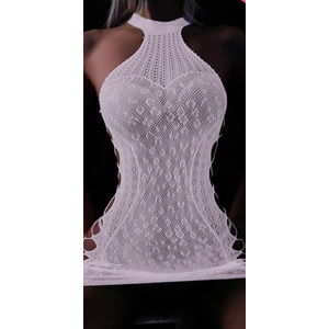 FasiCat Sexy Lingerie for Women Mesh Lingerie Backless Fishnet Minin Dress Glow in The Dark Lingerie Babydoll Halter Chemise, Pack of 2