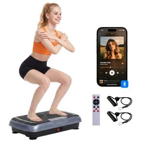 Vibration Plate Exercise Machine, Vibrating Plate for Lymphatic Drainage Weight Loss, Full Body Shake Plate with Resistance Bands, Vibration Board for Wellness Home Gyms Workout Gifts-2
