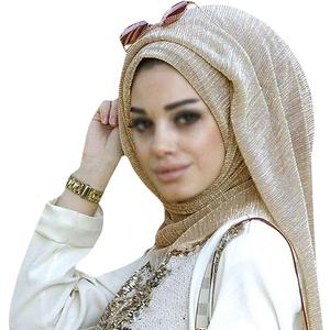 YAOSEN Women Rhinestone Hijab Muslim Head Wrap Long Scarf (Shimmer-Gold)