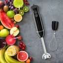 Bonsenkitchen Immersion Blender Handheld, 2 Mixing Speed Hand Blender Electric with Sharp Blades, 3-In-1 Hand Held Stick Blender with Egg Whisk, 24oz Beaker for Soups, Smoothies, Sauce