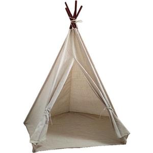 Miyaya Large Canvas Teepee Play Tent Indian Play Tent with Carry Case,5 Poles Design (White)