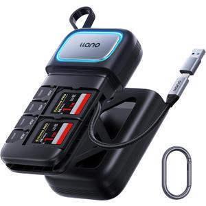 llano F13 2-in-1 High-Speed SD/Micro SD Card Reader Adapter(UHS-I Supported),Holder Case, Built-in Slot Storage, Compatible with iPhone, Android, PC, MacBook, Laptop, Dual Slot, USB Type-C 3.2 Gen1