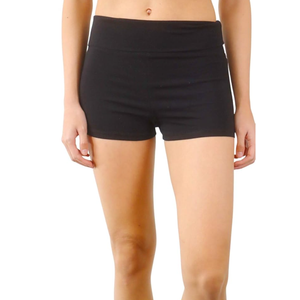 Women’s Fold Over Waist Stretch Cotton Active Yoga Shorts 2 Pack, XS