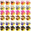 36 Sets Cowboy Ducks with Mini Hat Scarf and Sunglasses Mini Bath Duck Toys for Birthday Swimming Party Gift Favor Decorations