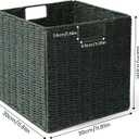 Set of 2 Hand-Woven Paper Rope Wicker Baskets, Storage Basket, Foldable Cube Storage Bins, Green Storage Cubes, Square Baskets for Organizing Shelves, 12x12x12in
