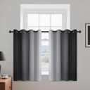 Yakamok Room Darkening Ombre Curtains 36 Inch Length, Black and Greyish White Thermal Insulated Gradient Color Curtains,Light Blocking Grommet Window Drapes for Bedroom,52 Inch Width,2 Panels