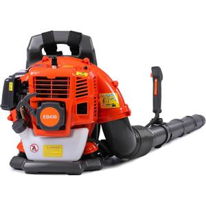 52cc Backpack Leaf Blower Gas Powered 550 CFM 230 MPH High Airflow for Lawn Care, Low-Vibration Harness, Clears Leaves, Debris & Snow (Orange)